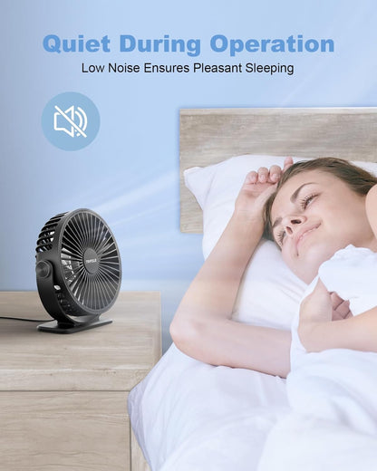 TriPole USB Powered Desk Fan - Portable Mini Fan with 3 Speeds & 360° Rotation | Quiet for Home & Office, Black