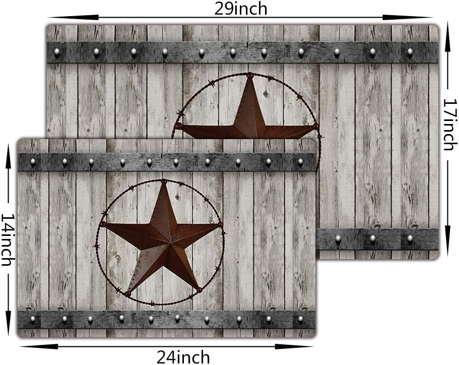 JAWO Rustic Barn Star Bathroom Rug, Non Slip Bath Mat with Retro Western Texas Star Design