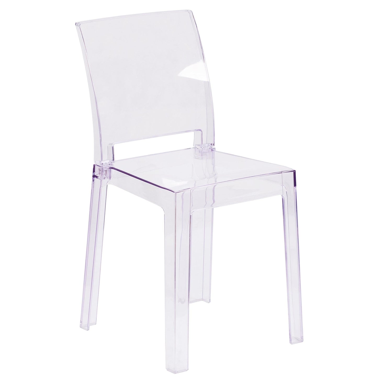 Flash Furniture McKenna 4 Pack Ghost Chair with Square Back in Transparent Crystal