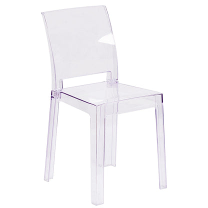 Flash Furniture McKenna 4 Pack Ghost Chair with Square Back in Transparent Crystal