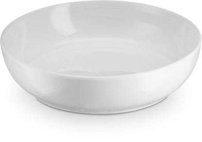 KooK Pasta Bowl, Salad Bowls, Bowls, Serving Bowls, Soup, Ceramic, Large Capacity, Microwave & Dishwasher Safe, Set of 4, 40 Oz, (White)