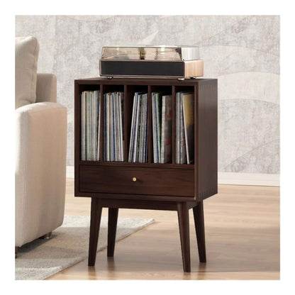 YGwnjqr Cd Rack Vinyl Record Cabinet with Drawers Large Capacity Living Room Cd Magazine Storage Rack,