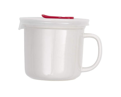GoodCook 20 oz. Microwave-Safe Ceramic Mug with Vented Lid, White