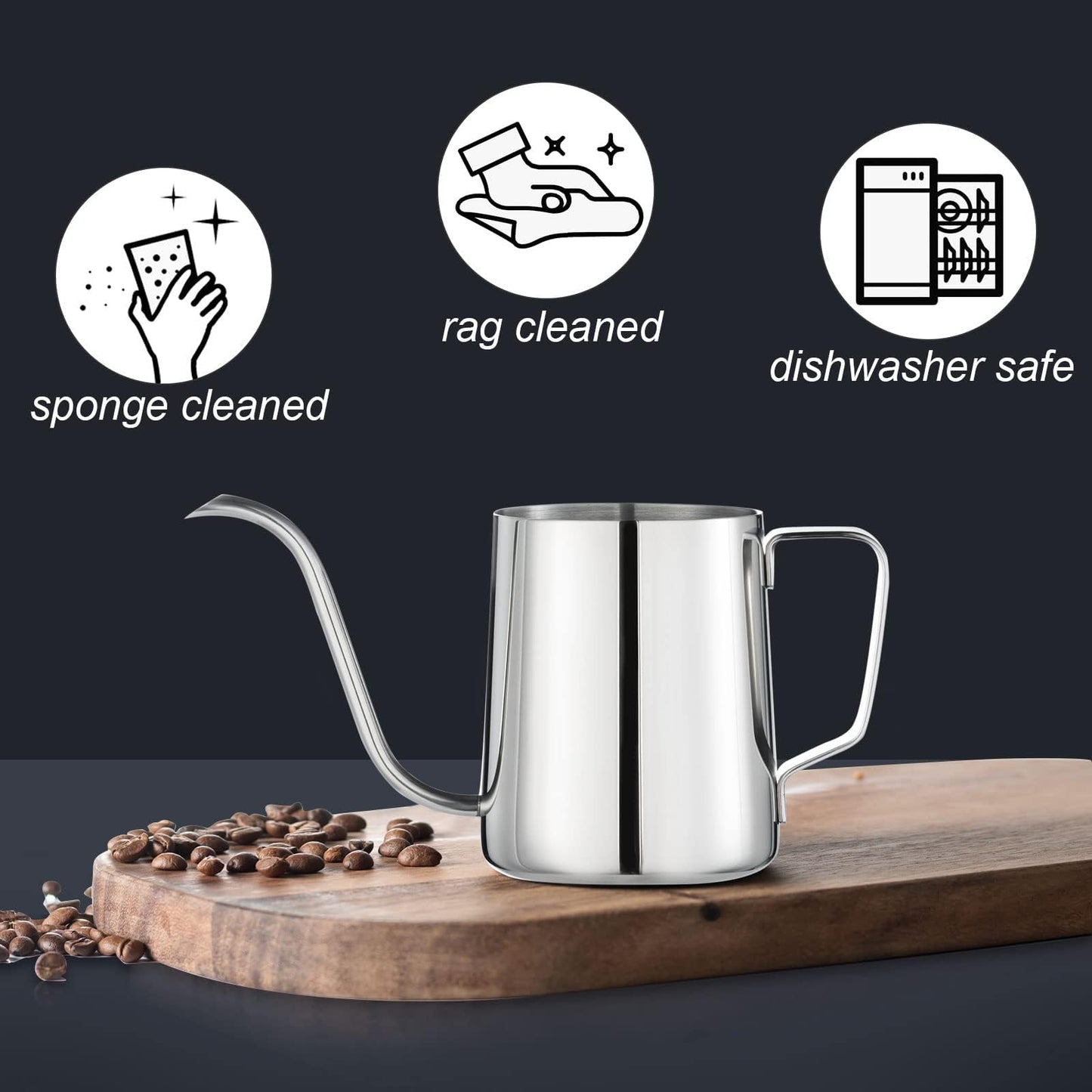 PARACITY Pour Over Kettle, Gooseneck Spout Coffee Tea Pot,12OZ Hanging Ear Hand Blunt Long Narrow Drip Cup Gooseneck Kettle, Camping Coffee Pot for Travel Outdoor(Stainless Steel)