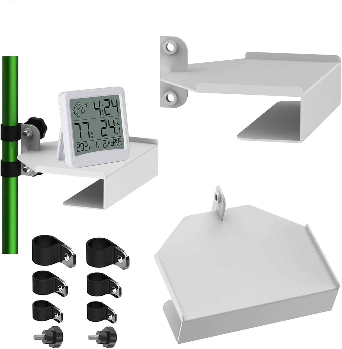 LAYOND 2 Pack 16mm 19mm 22mm) Metal Grow Tent Shelf, Sturdy Grow Tent Corner Shelf for Camera, Hygrometer, Humidifier
