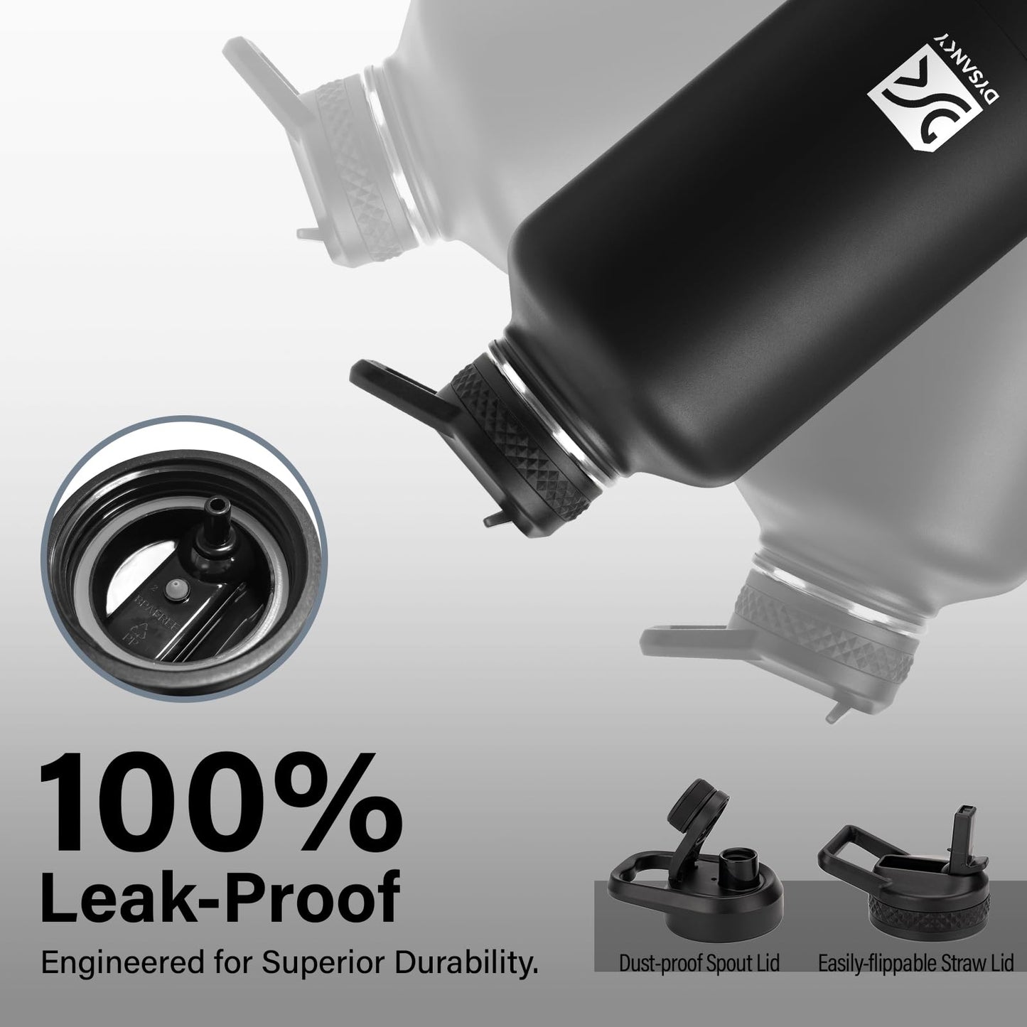 DYSANKY Insulated Water Bottle | Thickened Stainless Steel Vacuum Metal | Portable Sports Half Gallon Large Water Jug for Gym and Hiking with Straw, Carrier Bag, Handle Strap | BPA-Free 64 oz