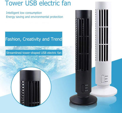 Portable Air Cooler, Vertical Bladeless Fan, USB Desktop Air Conditioner Mini Cooling Tower for Home Office (Black)