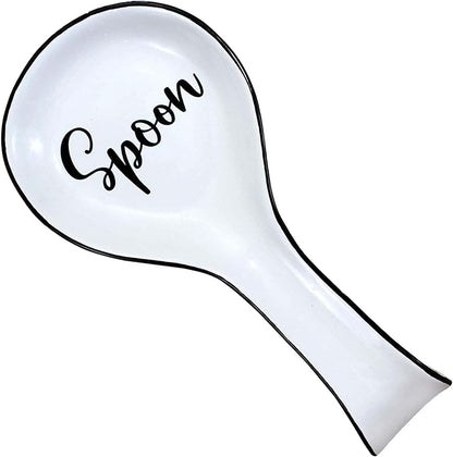 Home Acre Designs Spoon Rest for Kitchen Counter, White Ceramic Spoon Holder for Cooking & Counter Protection