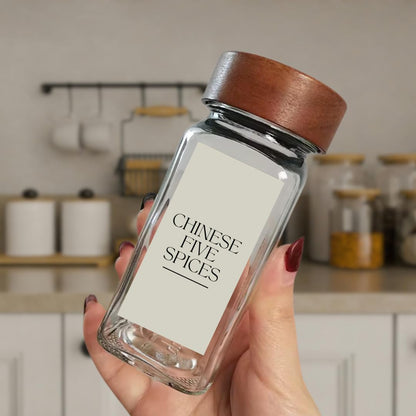 Spice Labels - 168 Aesthetic Beige Spice Labels for Jars - Waterproof Stickers for Spice containers - Preprinted Minmalist Oilproof Herbs & Seasoning Labels