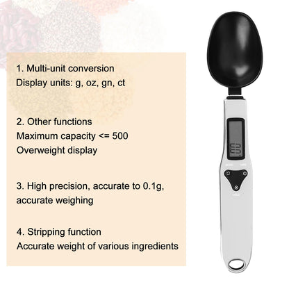 BTFO Electronic Food Measuring Spoon, Stainless Steel Digital Scoop Scale Small Baking Weight Cup with LCD Display 300g/0.1g High Precision Gram Kitchen Gadgets for Home Kitchen