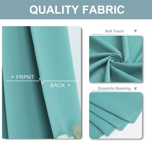 ChrisDowa Blackout Curtains - Thermal Insulated Room Darkening Panels, Aqua, 52 x 80 Inches, 2-Panel Set