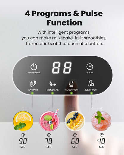 GDOR Professional Blender for Kitchen, 1200 Peak Watts Smoothie Blender, 5 Functions for Ice Crushing & Frozen Fruit, 52 Oz Glass Jar & 24 Oz To-Go Cup Combo, Self-Cleaning, Black