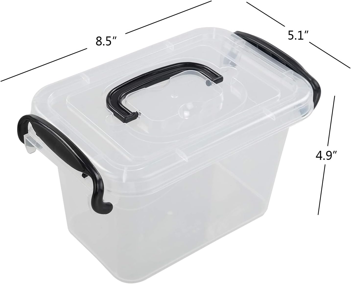 Idotry Mini Plastic Storage Latch Box (6-Pack), 1.5 L Clear Plastic Mini Latch Box