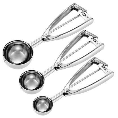 Fayomir Cookie Scoop Set - Small/1 Tbsp, Medium/2 Tbsp, Large/3 Tbsp - Cookie Dough Scoop, Cookie Scoops for Baking Set of 3, Heavy-Duty 18/8 Stainless Steel Melon Baller Scoop Ice Cream Scoop