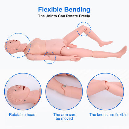 Medical Mannequin for Training, Female CPR Human Manikins Highly Simulated Patient Care Medical Manikin with 3 Muscle Module & Patient Gown & Urinary for Teaching Pratice (Famale)