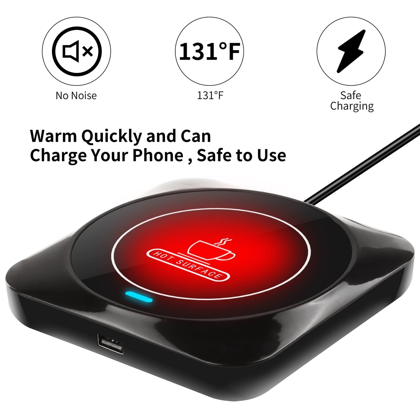 Coffee Mug Warmer, Smart USB Coffee Cup Warmer with Pressure-Induced Auto On/Off, Coffee Accessories for Home Office Desk