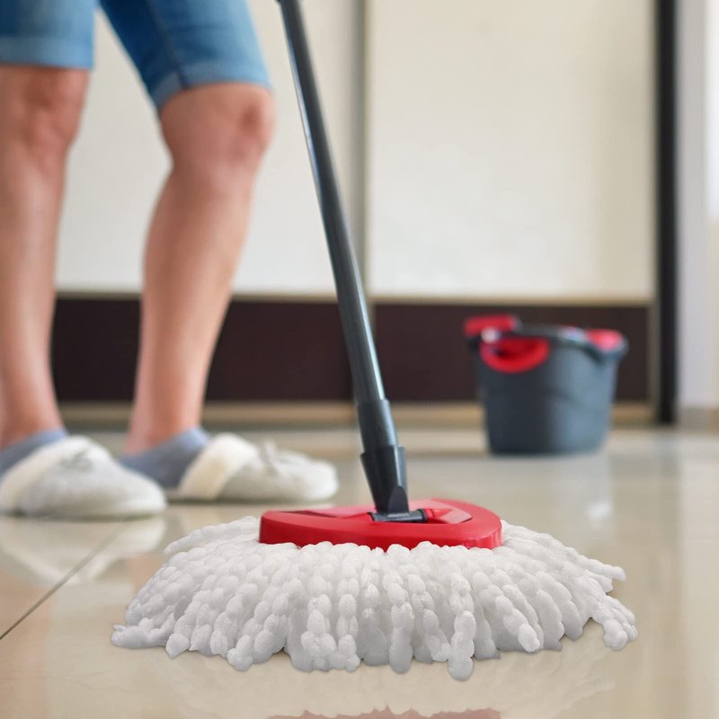 4 Pack Mop Replacement Heads Compatible with Ocedar Mops Replace Head EasyWring Spin Mop Heads Replacements - Includes 1 Rotating Mops Base, Microfiber Mop Refills, Easy Cleaning