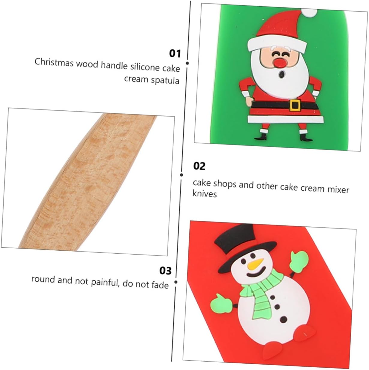 5pcs Cream Spatula Set, Wooden Handles Silicone Baking Sheet for Christmas Cake Decorating, Wear-resistant Tool.