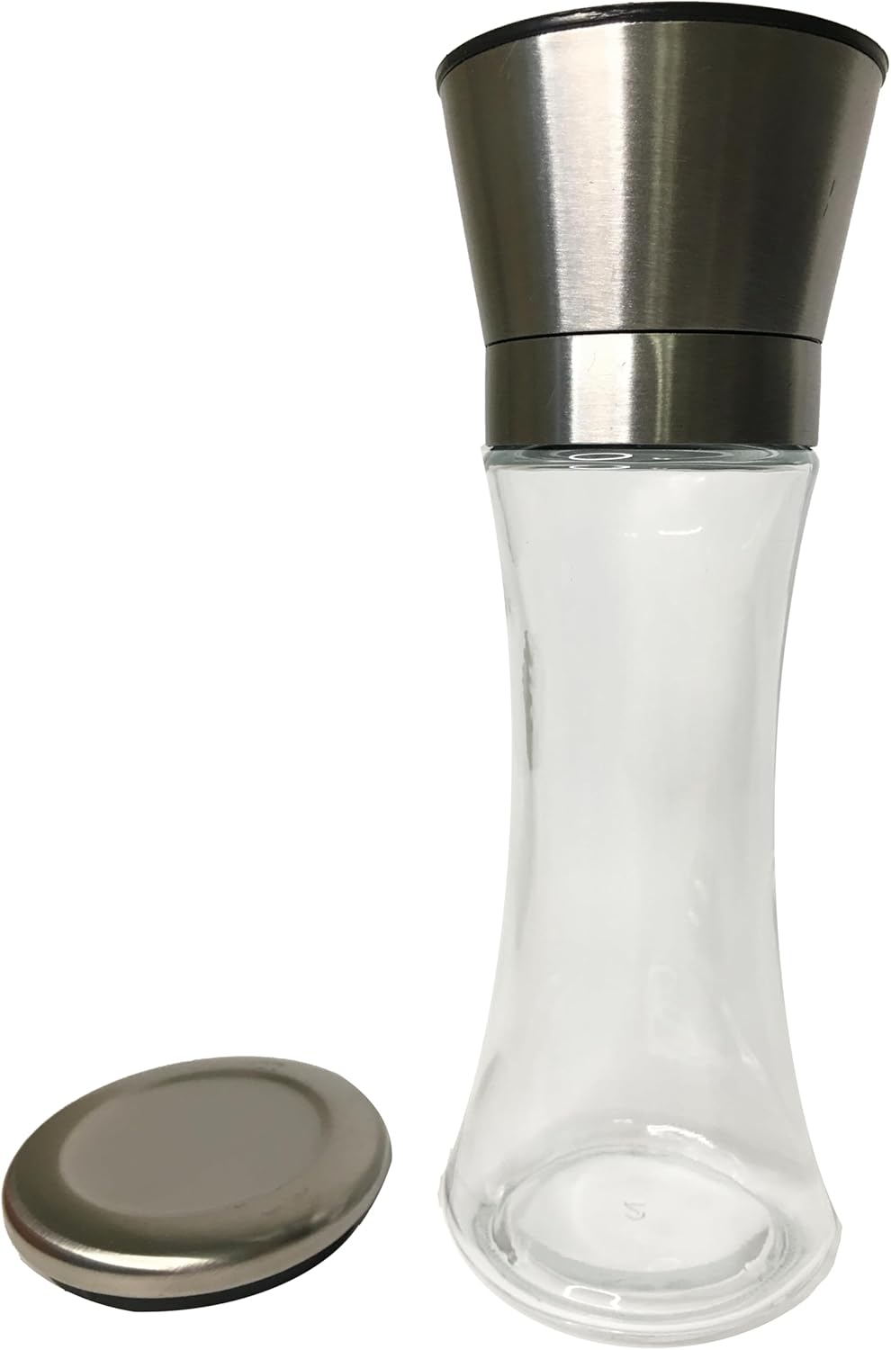 Elegant GRINDER 7 inch Tall, Eco-Friendly Stainless Steel and Glass Grinder with Adjustable Ceramic Grinder