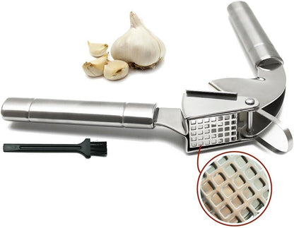 Premium Garlic Press with Hanging Hook & Cleaning Brush, Commercial Grade Stainless Steel (GP0001)