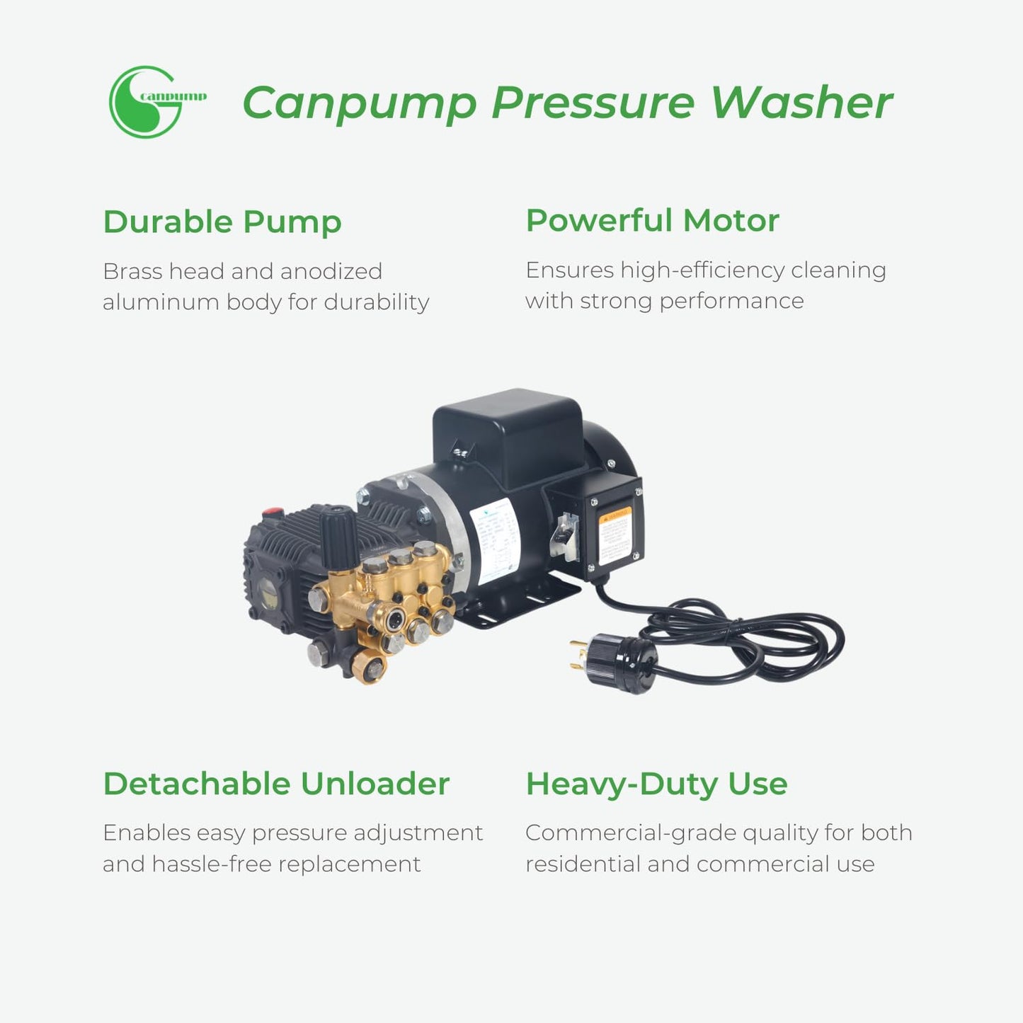 Canpump Wall-Mount Pressure Washer: 5 hp Full-Speed Motor 230 V, Total Stop System, Canpump CF 2530 EH, Remote Control
