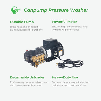 Canpump Wall-Mount Pressure Washer: 5 hp Full-Speed Motor 230 V, Total Stop System, Canpump CF 2530 EH, Remote Control