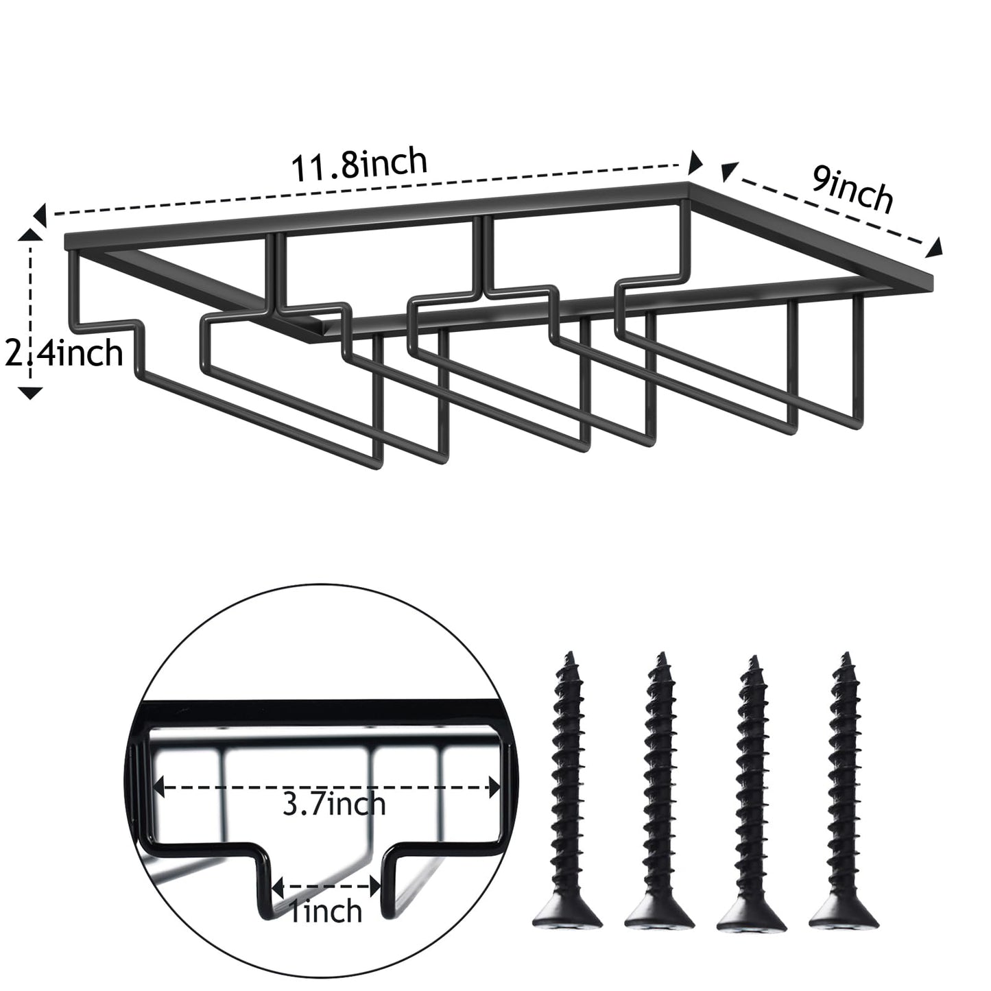 Wtiujhg Wine Glass Rack, 2 Pack Under Cabinet Stemware Rack Wine Glass Holder, 3 Rows Black Metal Wine Glass Storage Hanger Under Shelf for Cabinet Kitchen BarWtiujhg Wine Glass Rack, 2 Pack Under Cabinet Stemware Rack Wine Glass Holder, 3 Rows Black Meta