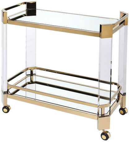 Butler Specialty Company Charlevoix Acrylic 2-Tier Bar Cart - Clear & Gold