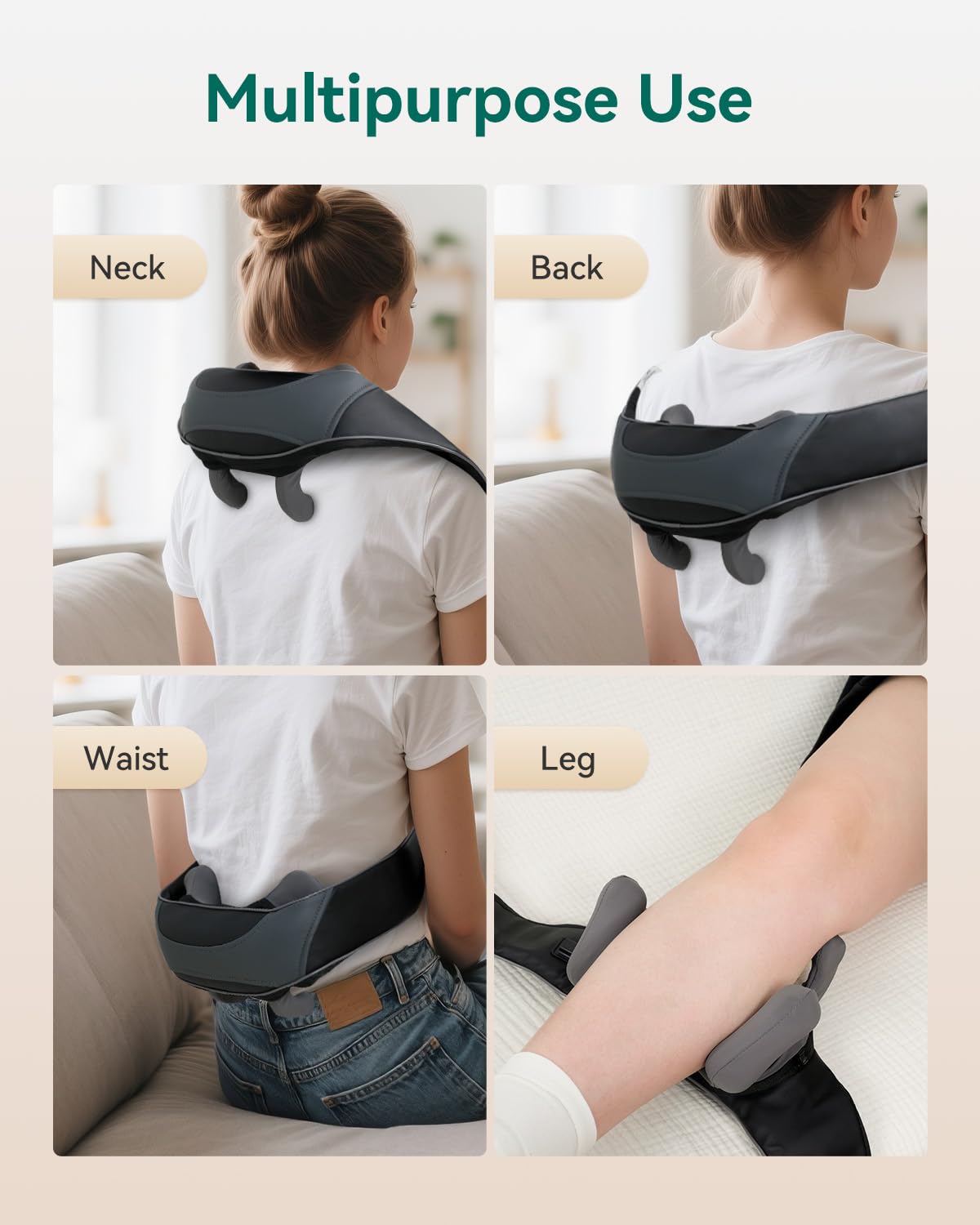 Snailax Neck Massager for Pain Relief Deep Tissue, Neck Massage with Heat, Cordless Massager for Back and Shoulder Pain, Deep Kneading Back Massager, Gift for Mom Dad