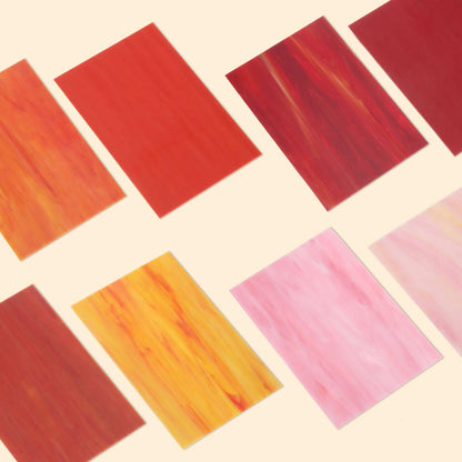 MECCANIXITY 8 Sheets Stained Glass Sheets,4 x 6 Inch Variety Mosaic Glass Tiles for DIY Projects Home Crafts Decoration,Red Series
