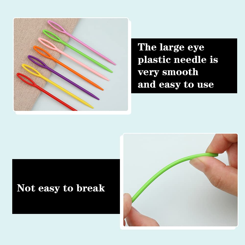LUNARM 50PCS Plastic Needles for Yarn, 9cm/3.54inch Large Eye Plastic Yarn Sewing Needles for Canvas Craft Embroidery, DIY Sewing Handmade