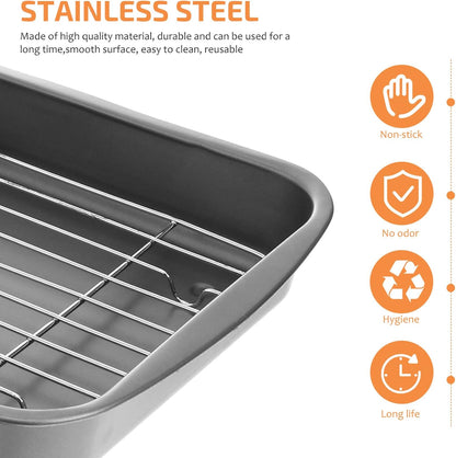 Non-Stick Baking Tray with Cooling Rack, Roasting Pan and Wire Rack