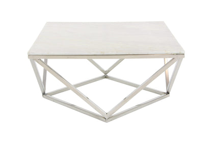 Deco 79 Ceramic Accent Table with Marble Top, 29" x 29" x 18", White