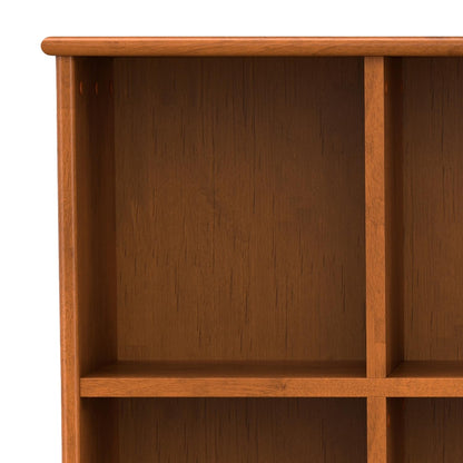 SIMPLIHOME Draper Console Table - 57 Inch Wide Solid Hardwood 8-Cube Sofa Table in Teak Brown, Mid-Century Modern Bookcase for Entryway or Living Room with 8 Open Storage Cubbies and Tapered Legs