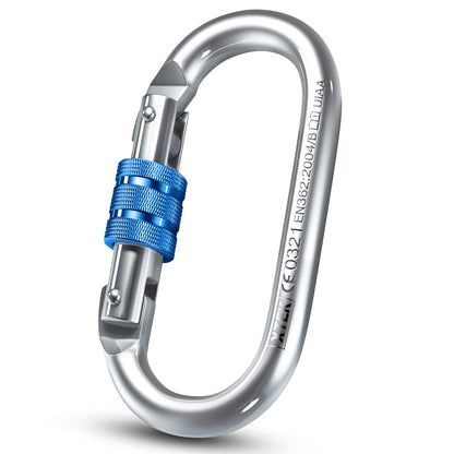 XTEK Climbing Carabiner 25kN – Heavy Duty Steel Locking Carabiner Clip – Large O-Shape Oval Caribeaner for Rock Climbing, Mountaineering, Rappelling – CE/UIAA Certified Climbing Gear