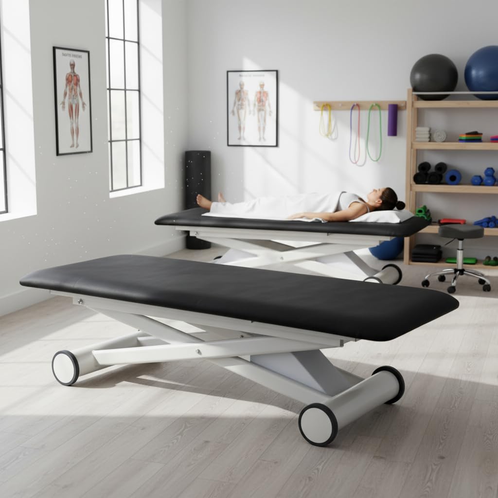 Demixson Electric Treatment Table - Power Hi-Lo Physical Therapy Bed with 17.7"-37" Height Range, 500 lbs Weight Capacity & Seamless Medical Grade Vinyl - for Clinics, Rehab & Chiro (Black)