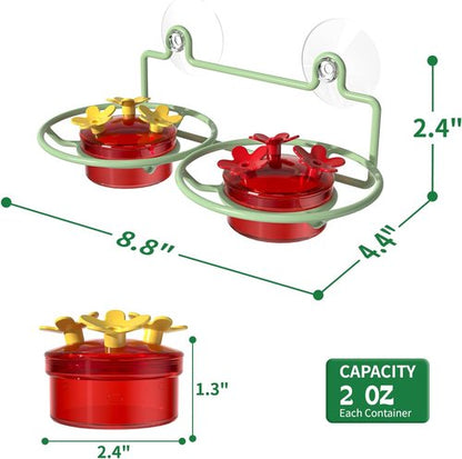 Dreamdrawer Hummingbird Feeder - Small Outdoor Feeder with Strong Suction Cup & Metal Base, 6 Feeding Ports