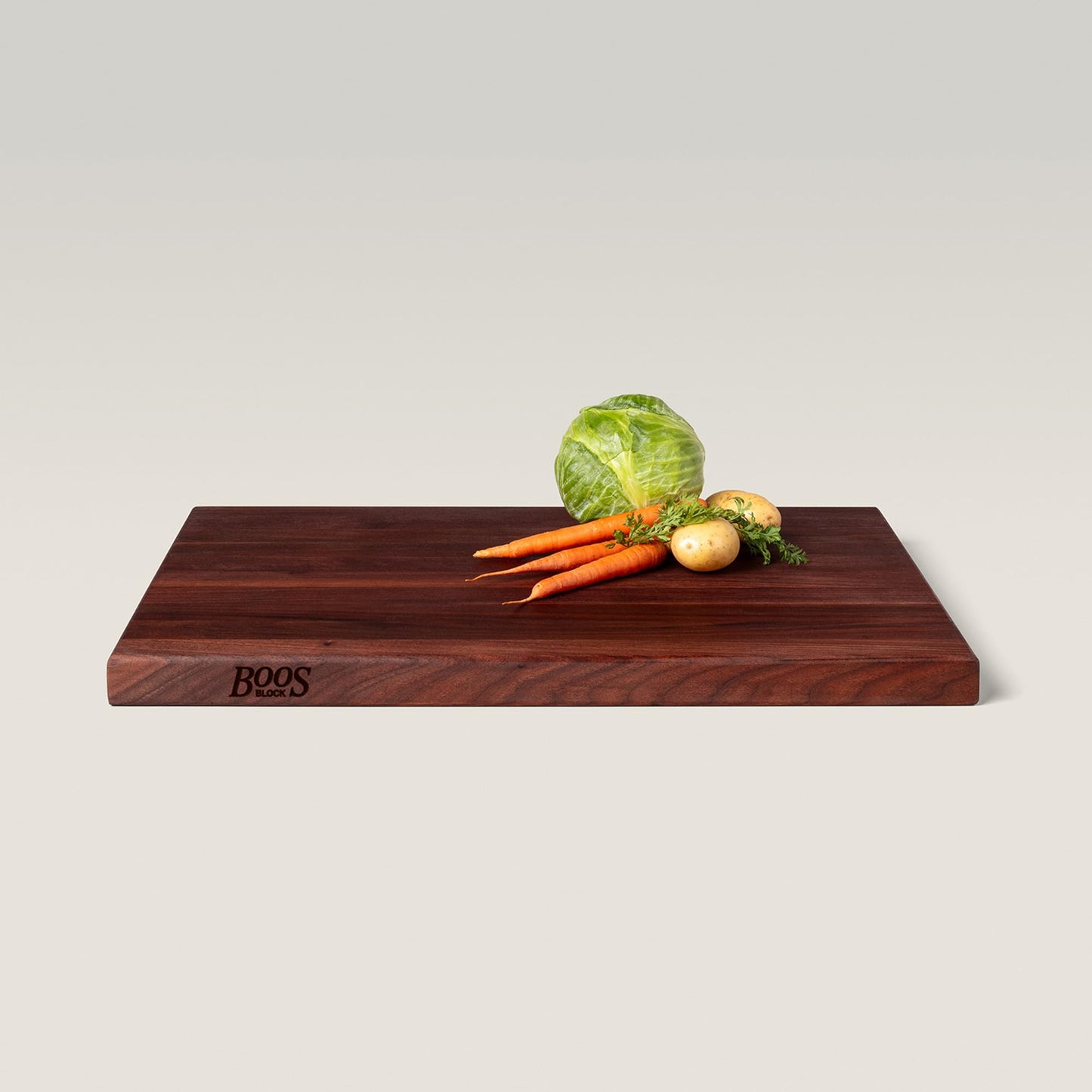 John Boos R-Board Series Rectangular Wooden Walnut Cutting Board 24”x18” – 1.5” Thick, 17-lb Reversible Butcher Block with Edge-Grain & Finger Grips – Made in the USA