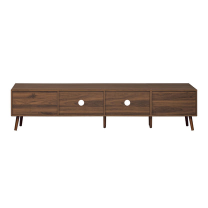 Merax Modern 76 Inch TV Stand for 85 Inch TV, Wood Grain Media Console with Glass Doors, Storage Cabinets & Drawers, Entertainment Center for Living Room Bedroom