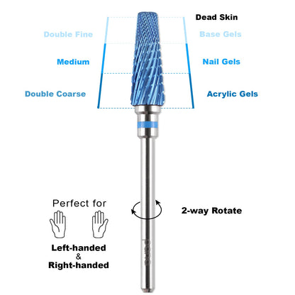 PANA Nail Carbide 5 in 1 Bit - Two Way Rotate use for Both Left and Right Handed - Fast Remove Acrylic or Hard Gel - 3/32" Shank - Manicure, Nail Art, Drill Machine (Fine - F, Silver)