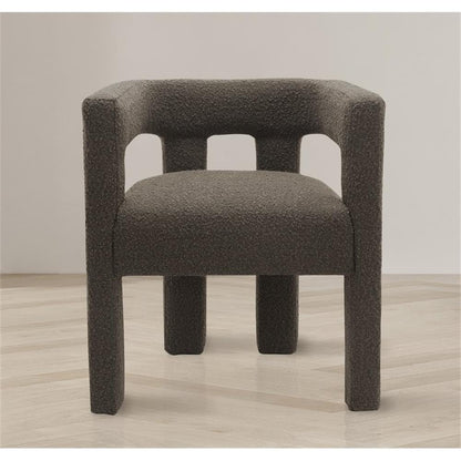 Meridian Furniture Athena Collection Modern | Contemporary Boucle Fabric Upholstered Accent | Dining Chair, 25" W x 21" D x 27" H, Brown