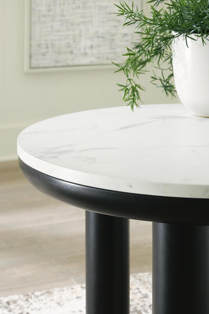 Signature Design by Ashley Xandrum Casual Faux Marble Occasional Table Set, Set of 3, Black & White