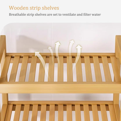 Wood Large Laundry Hamper Cabinet, Laundry Sorter with Pull-Out and Removable Bags, Breathable Hampers for Laundry, Bedroom