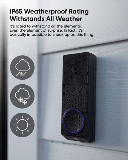 WYZE Wireless Duo Cam Video Doorbell (Chime Included), Battery Powered, 2K Full HD Video, 2 Cameras (People and Package), 2-Way Audio, Color Night Vision