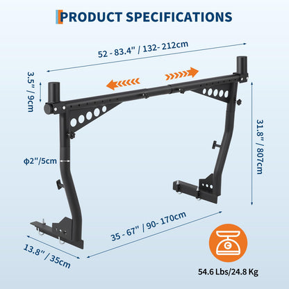 Universal Truck Ladder Rack 1000 Lbs Capacity, Adjustable Steel Pickup Bed Rack 52"-82" Crossbar for Kayak, Lumber, Ladder, Rooftop Tent, Surfboard – No-Drill Heavy Duty Rack for Pickup Trucks
