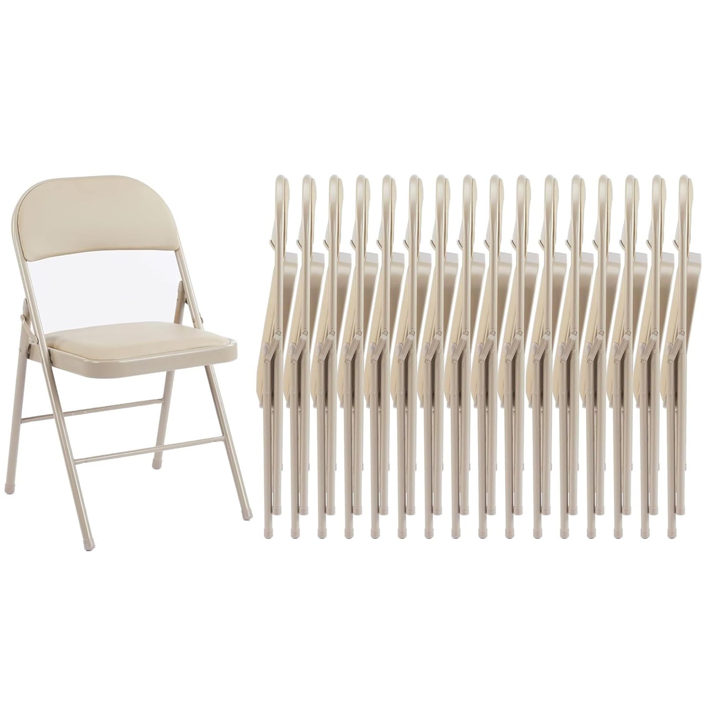 Sweetcrispy Folding Chair 16 Pack, Leather Padded Folding Chairs, Sturdy Metal Foldable Chairs, Easy to Use and Store, Outdoor and Indoor, for Home, Office, Party, Comfy