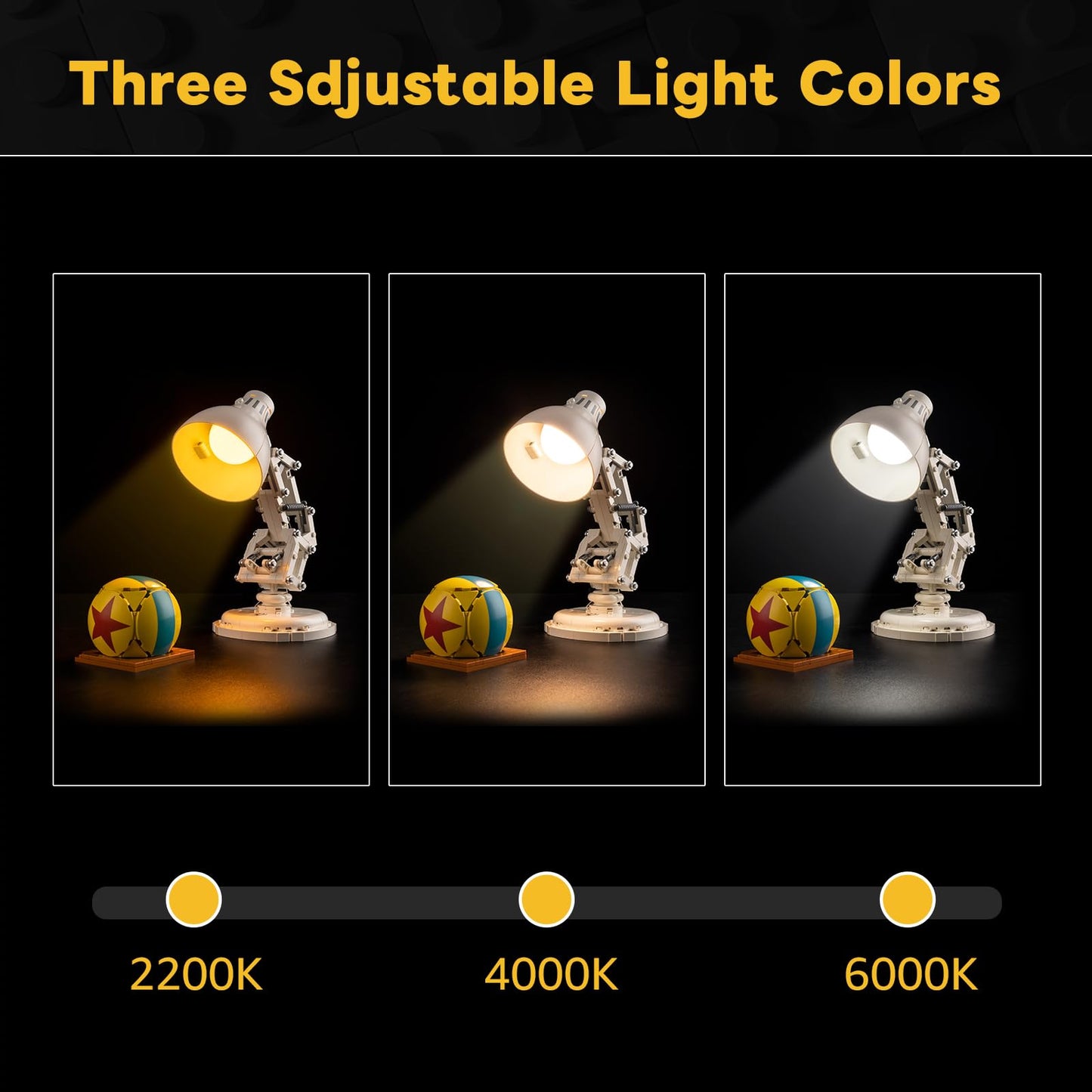 Kyglaring LED Light Kit Compatible with Lego Pixar Luxo Jr 21357 Building Blocks, Upgraded Touch Control & Dimming, Lighting Accessories for Lego Pixar Lamp Model Set, Lights Only