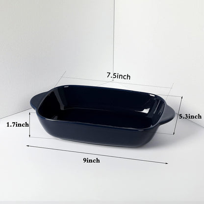 LEETOYI 2-Piece Ceramic Small Baking Dish, Porcelain Rectangular Bakeware with Double Handle, 7.5"×5" for Cooking and