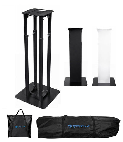 Rockville RTP82B 8 ft Adjustable Black Totem Moving Head Light Stand, Dual Scrims, Travel Bags, Speaker Mount, for DJs and Stage Lighting