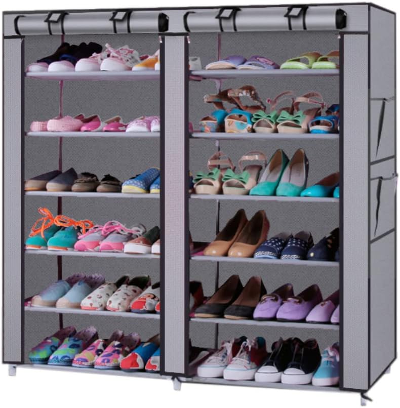 Generic 45" 6-Floor Closet, (2 12 The Large Shoe Rack with dust Cover Shoe Rack with Covers on The Non-Woven Shoe